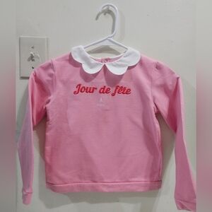 Jacadi Pink Sweatshirt with White Scalloped Collar